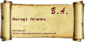 Beregi Aranka névjegykártya